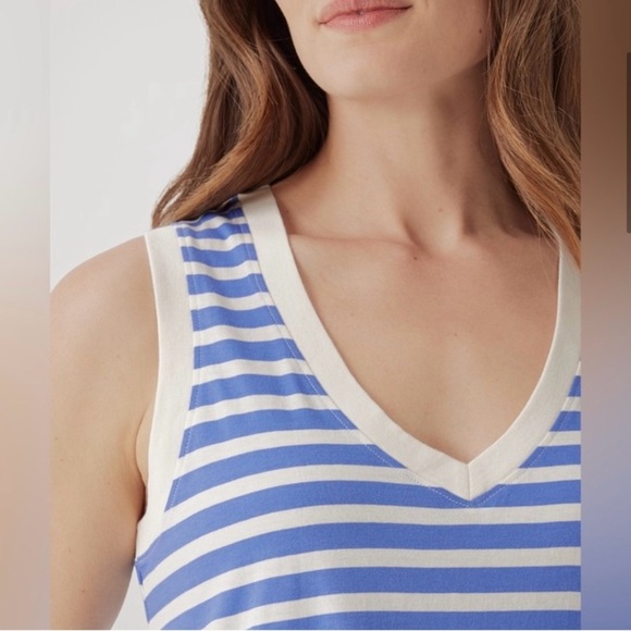 NWT Pact Organic Softspun A-Line Striped Tank Dress Size Medium Blue - Picture 5 of 11